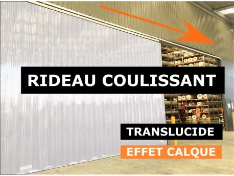 RIDEAU LANIERES PVC COULISSANT  RIDEAU COULISSANT A LAMELLES PVC TRANSLUCIDES (EFFET CALQUE)